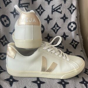 Veja Women's Sneakers in White and Gold